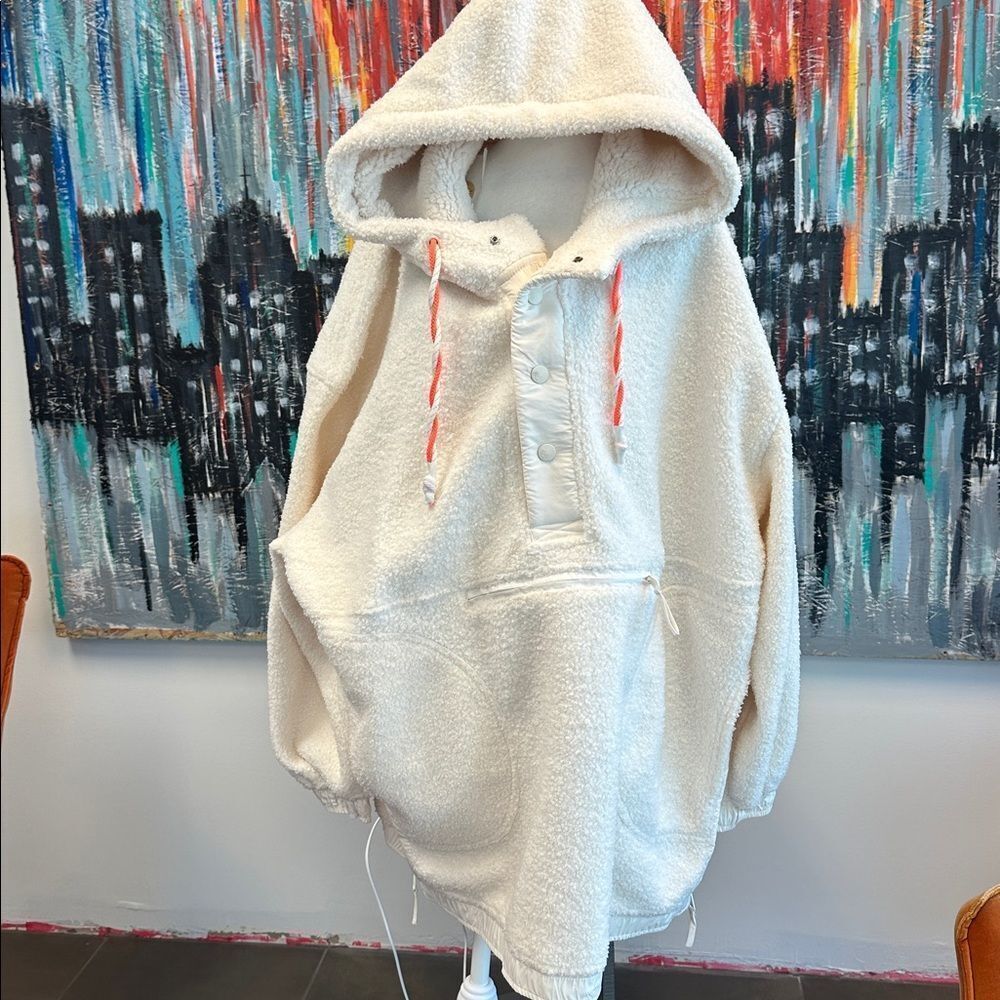 Free People Cream Teddy Pullover Jacket with Pink Accent - Picture 5 of 10